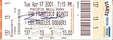 4/17/2001 Barry Bonds SF Giants Autographed Ticket Stub From 500th Home Run Game (Bonds Hologram) (JSA)